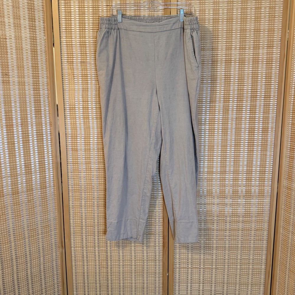 Lane Bryant Oatmeal Linen Blend Pull On Tapered Pants Beige Womens 16 Vacation
